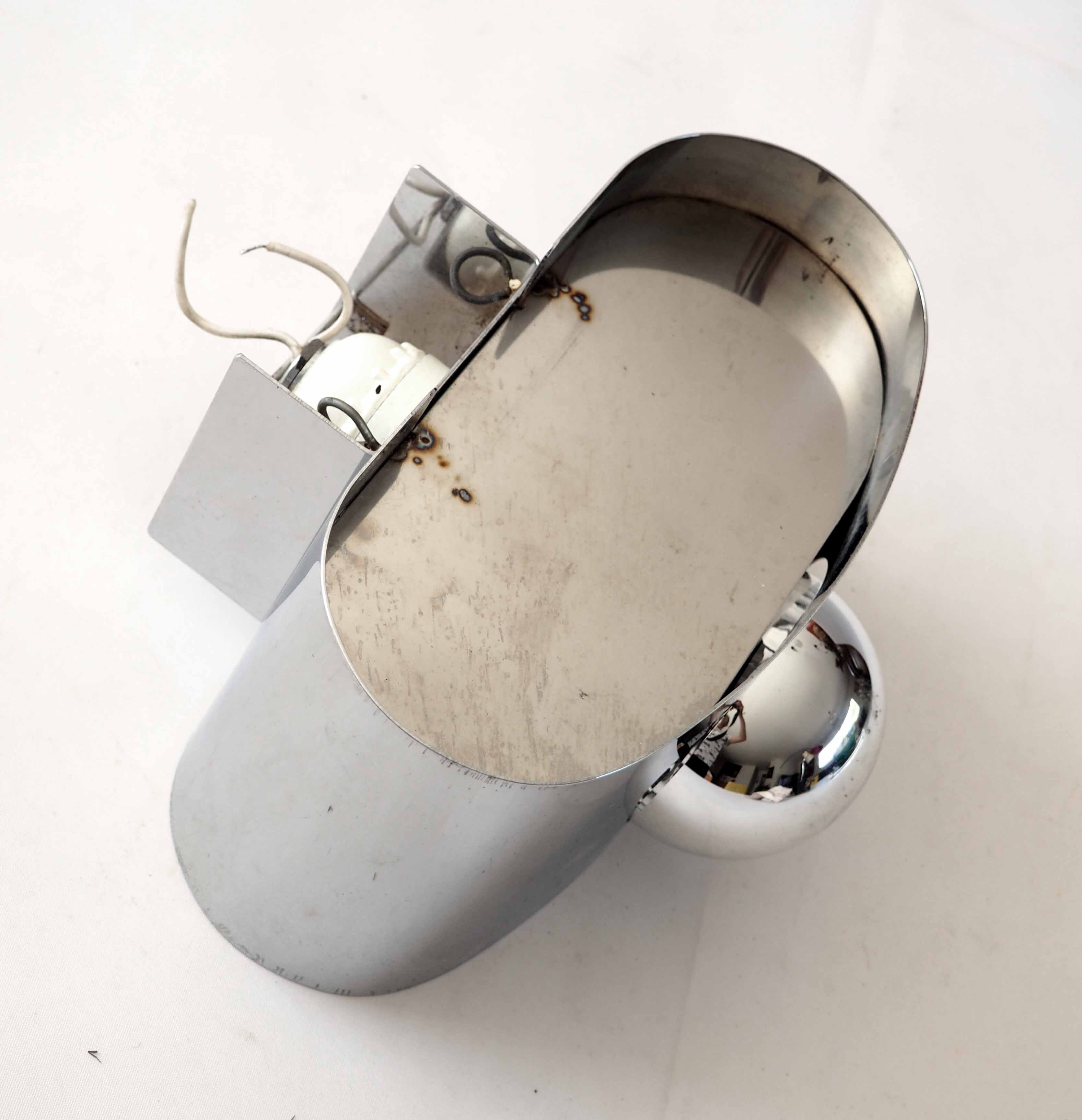 Stainless steel wall lamp space age 1970