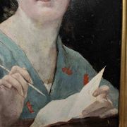Tableau HSP circa 1900 Portrait Art Nouveau "Woman with the Letter" + frame
