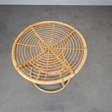 Czechoslovak Midcentury Rattan and Bamboo Side Table, 1960s