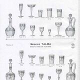 Set of 2 antique glasses in Saint-Louis crystal Model TALMA 1930 Rock crystal engraving 899