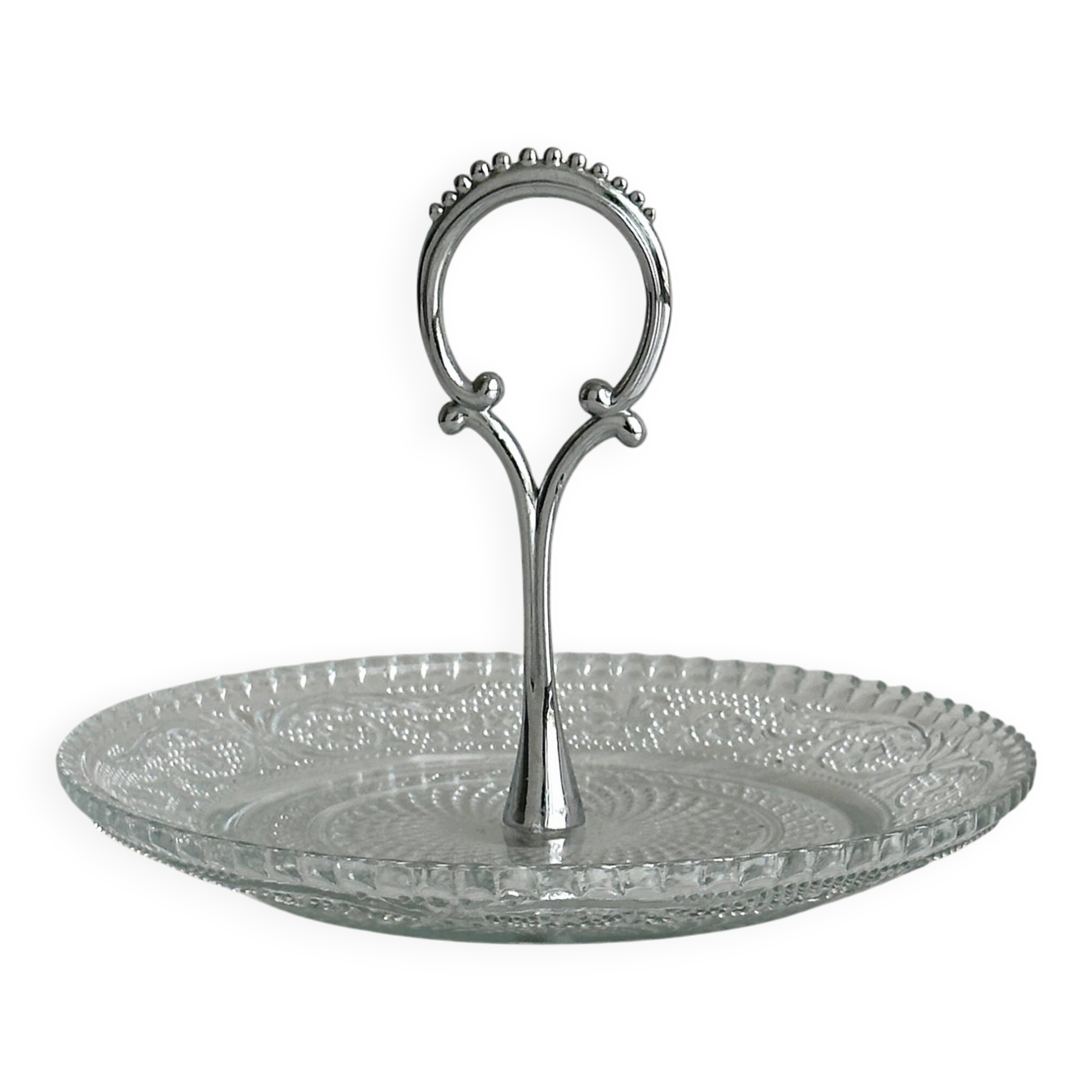 Vintage pressed glass presentation platter