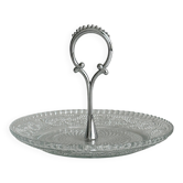 Plateau de présentation vintage en verre pressé