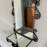 Vintage entrance mirror wrought iron with tablet  38x105cm