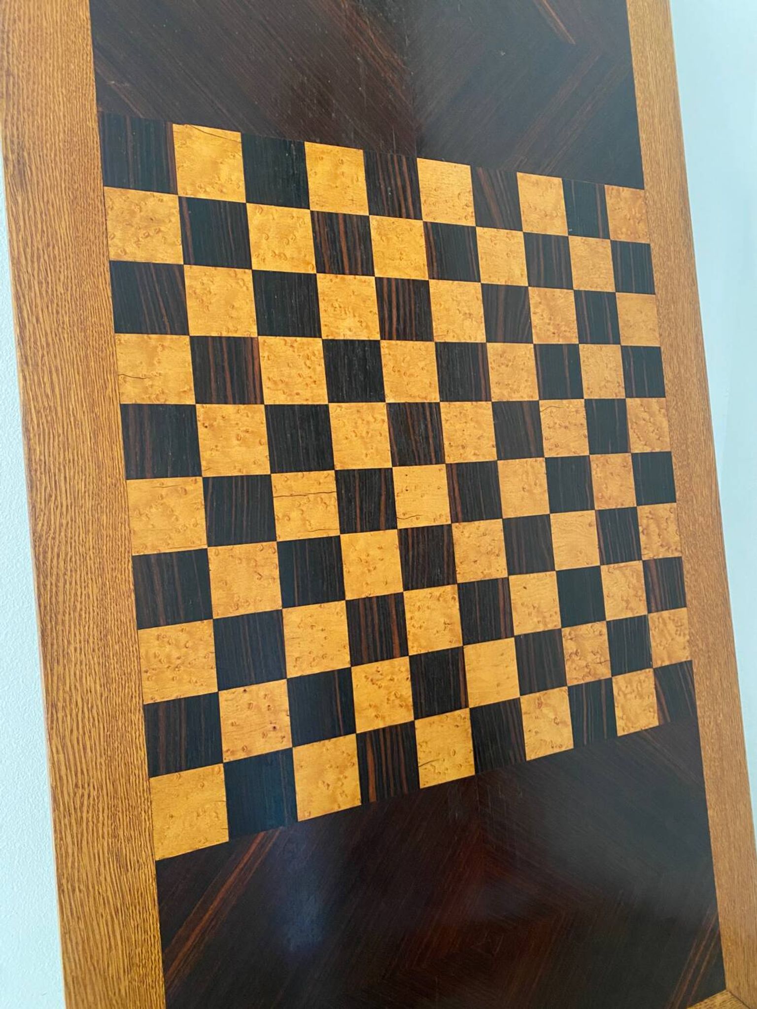 Grand plateau vintage de jeu de dame en bois