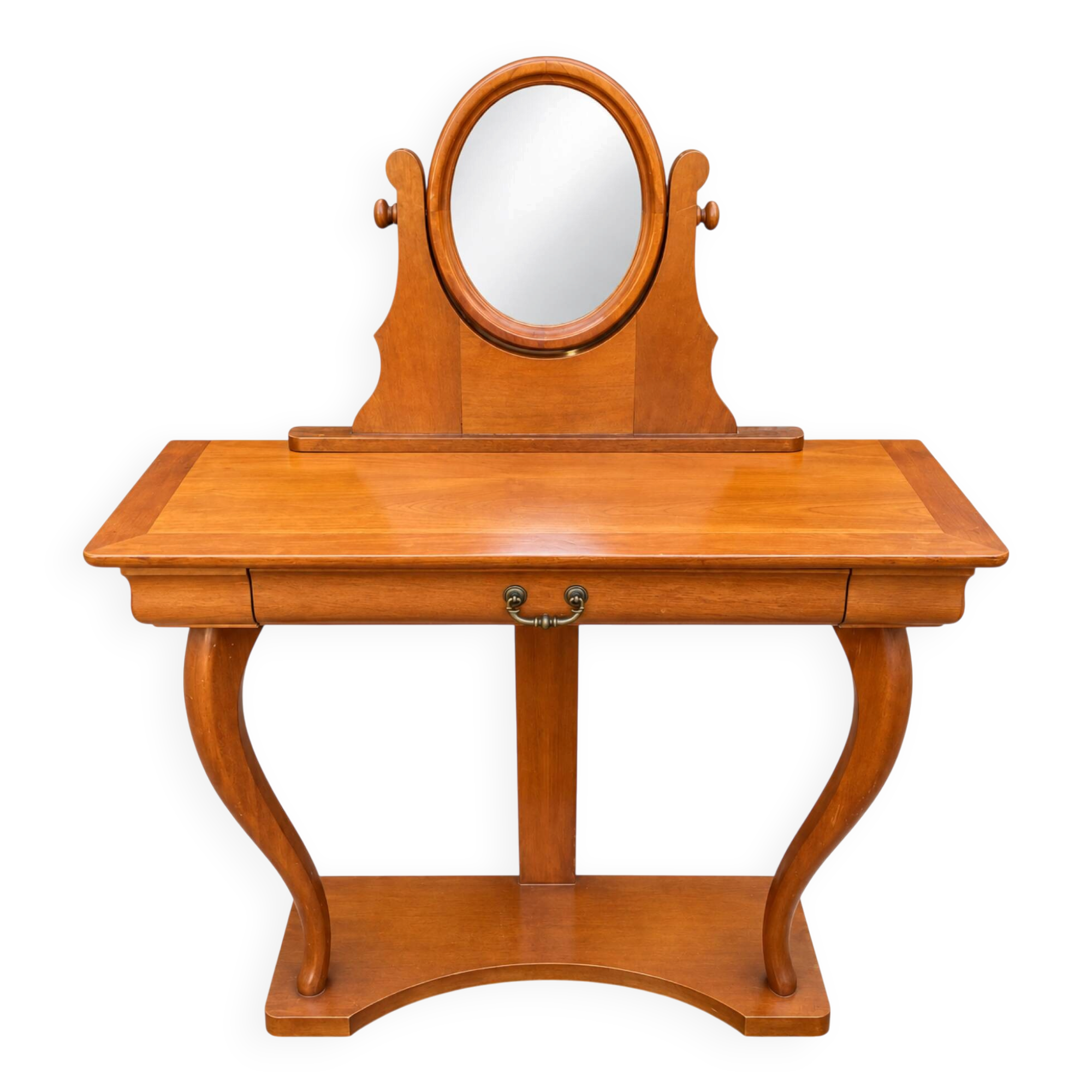 Coiffeuse Console en merisier avec miroir ovale orientable
