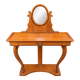 Coiffeuse Console en merisier avec miroir ovale orientable