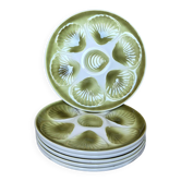 Set of 6 Vintage Oyster Plates Orchies Moulin des Loups – Green A
