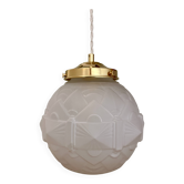Vintage art deco frosted glass globe pendant light