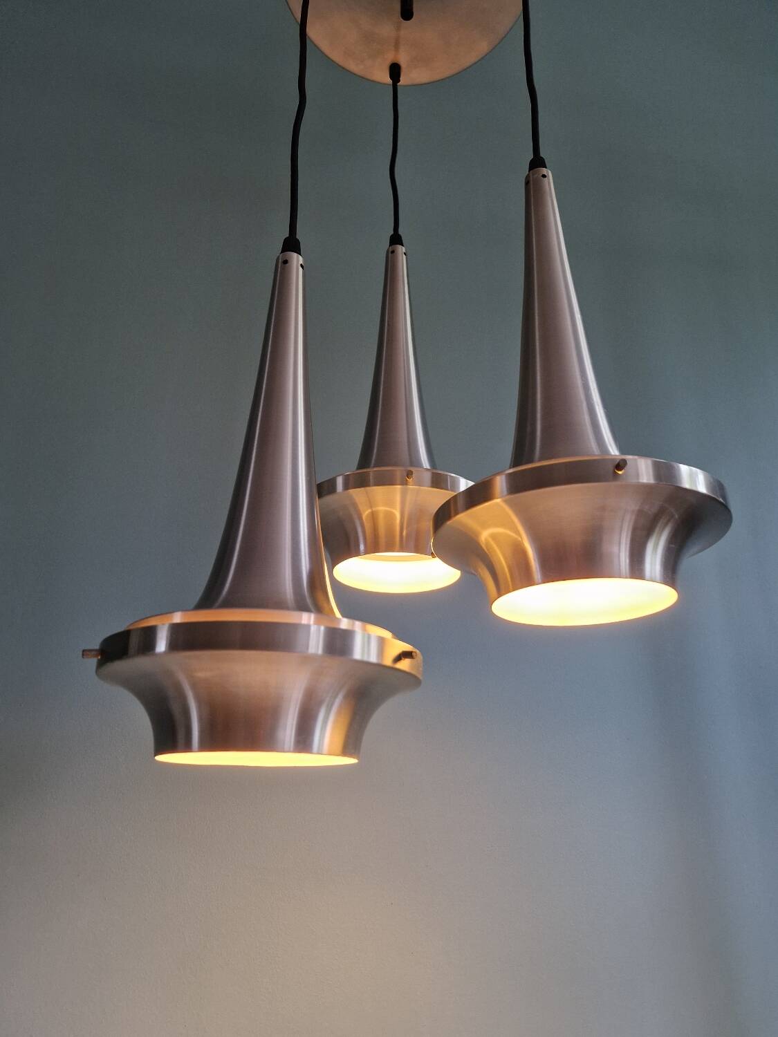 Lustre cascade Space Age en aluminium brossé, années 1960-70