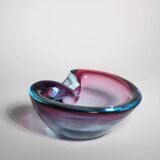 Bol en verre "Sommerso" rose et bleu de Murano par Flavio Poli, années 1960, Italie