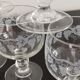 Set of 6 glasses on feet with water decoration grape and vine shoot