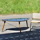 Vintage coffee table in black opaline beech in organic shape 1950