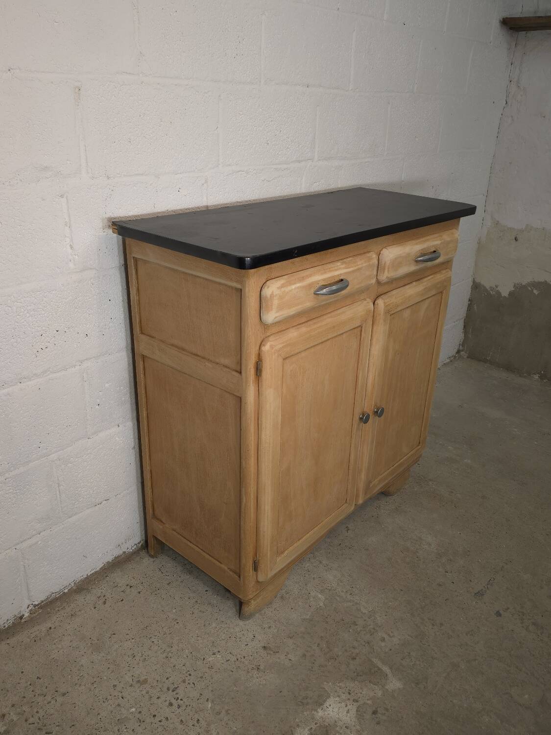 Small kitchen cabinet / small Mado sideboard in raw wood, 1950