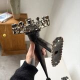 Black metal brutalist wall lights