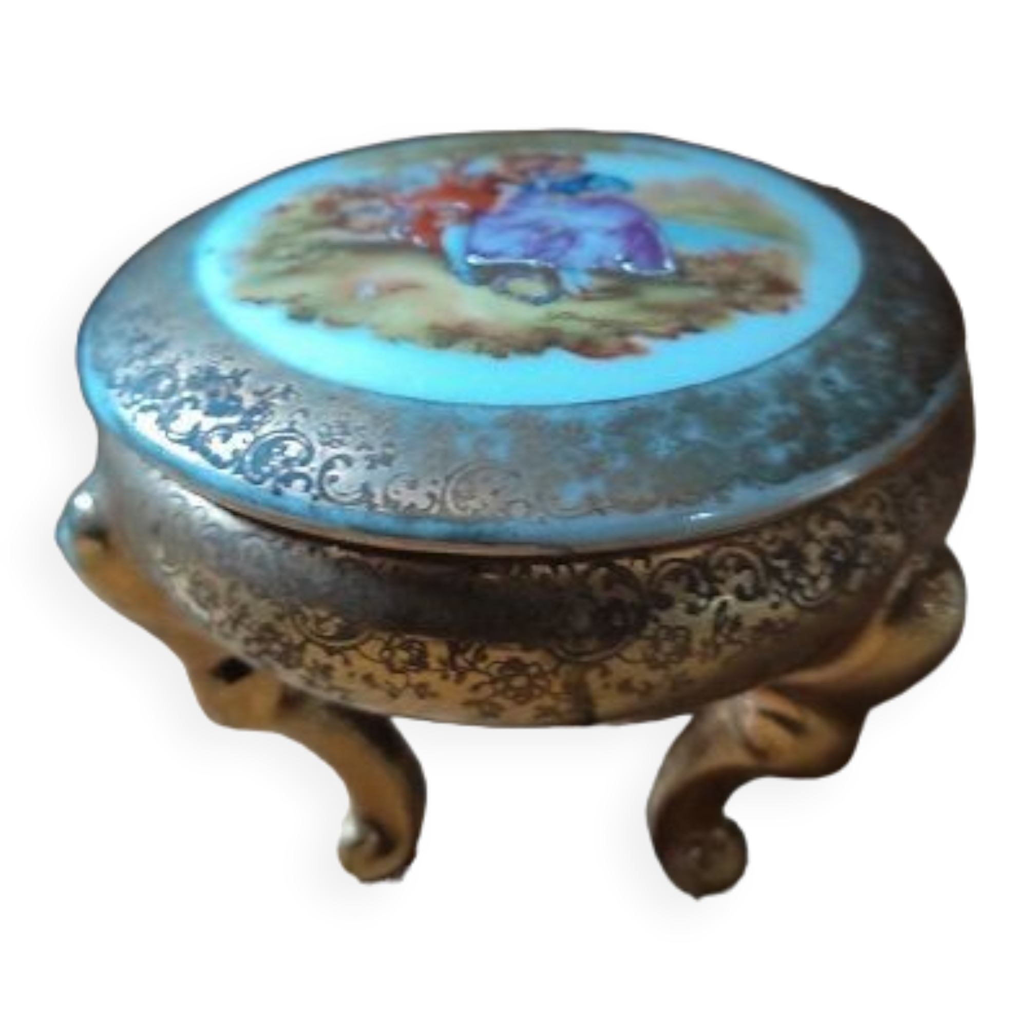 Bonbonnière pedestal table holder rings porcelain limoge