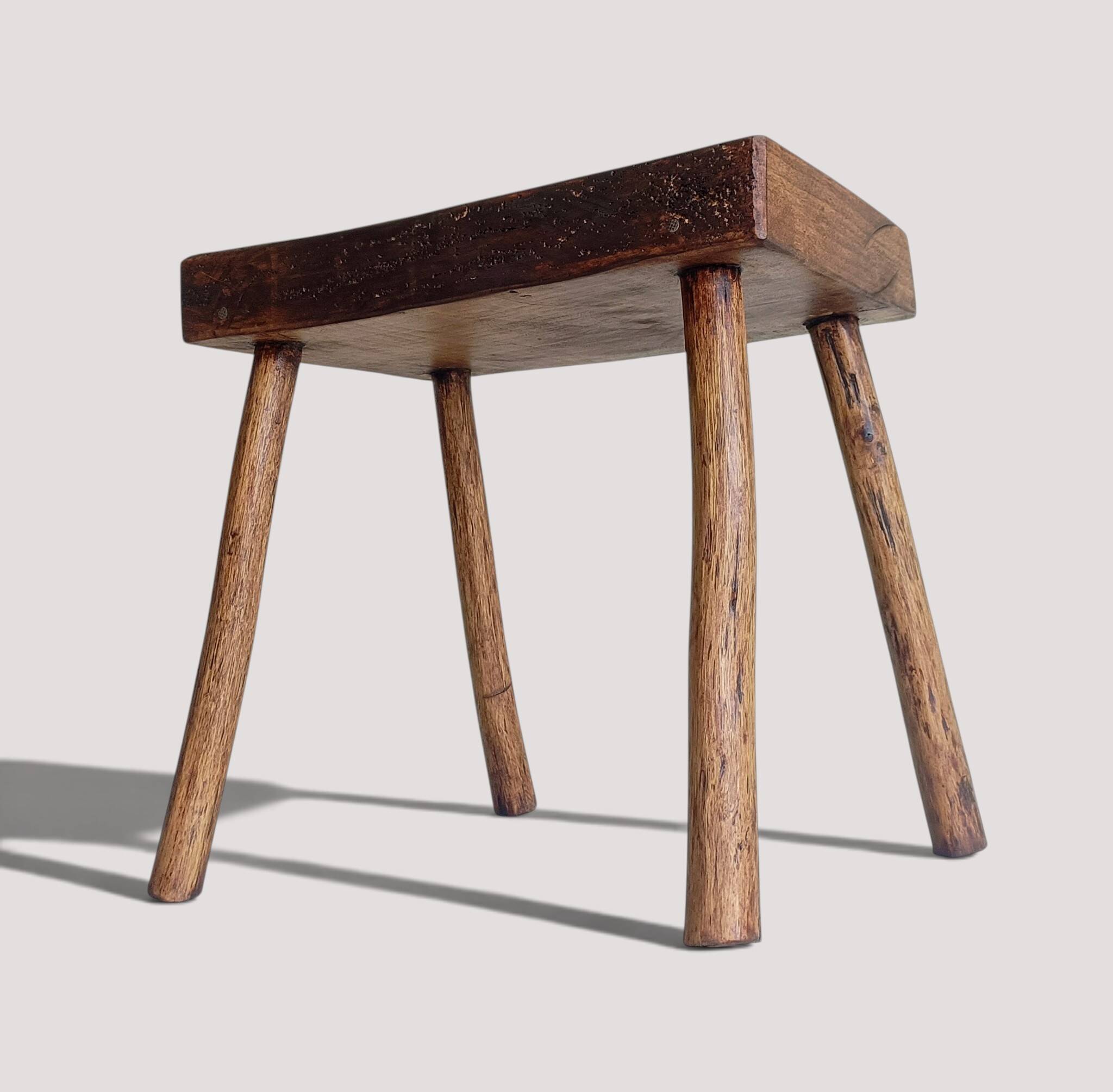 Rustic European Solid Wood Accent Side Table or Stool