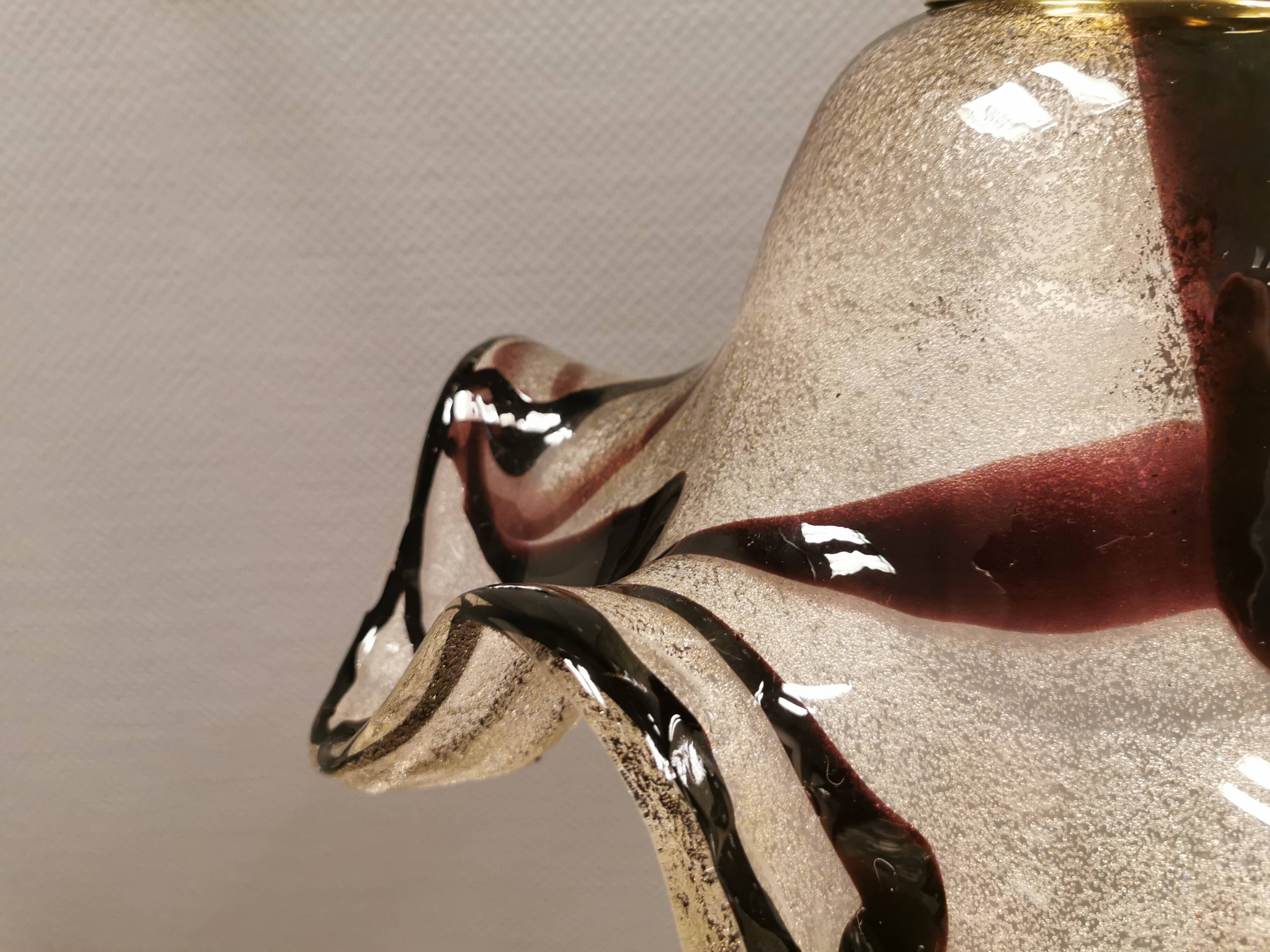 Huge Swedish glass hanging lamp, from Örrefors glassworks with brass top.