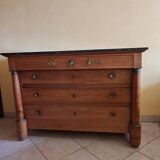 Empire style chest of drawers in blond walnut