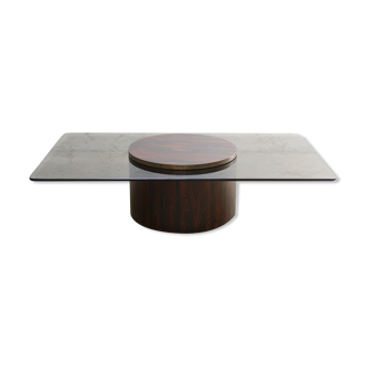 Vintage coffee table in rosewood and glass