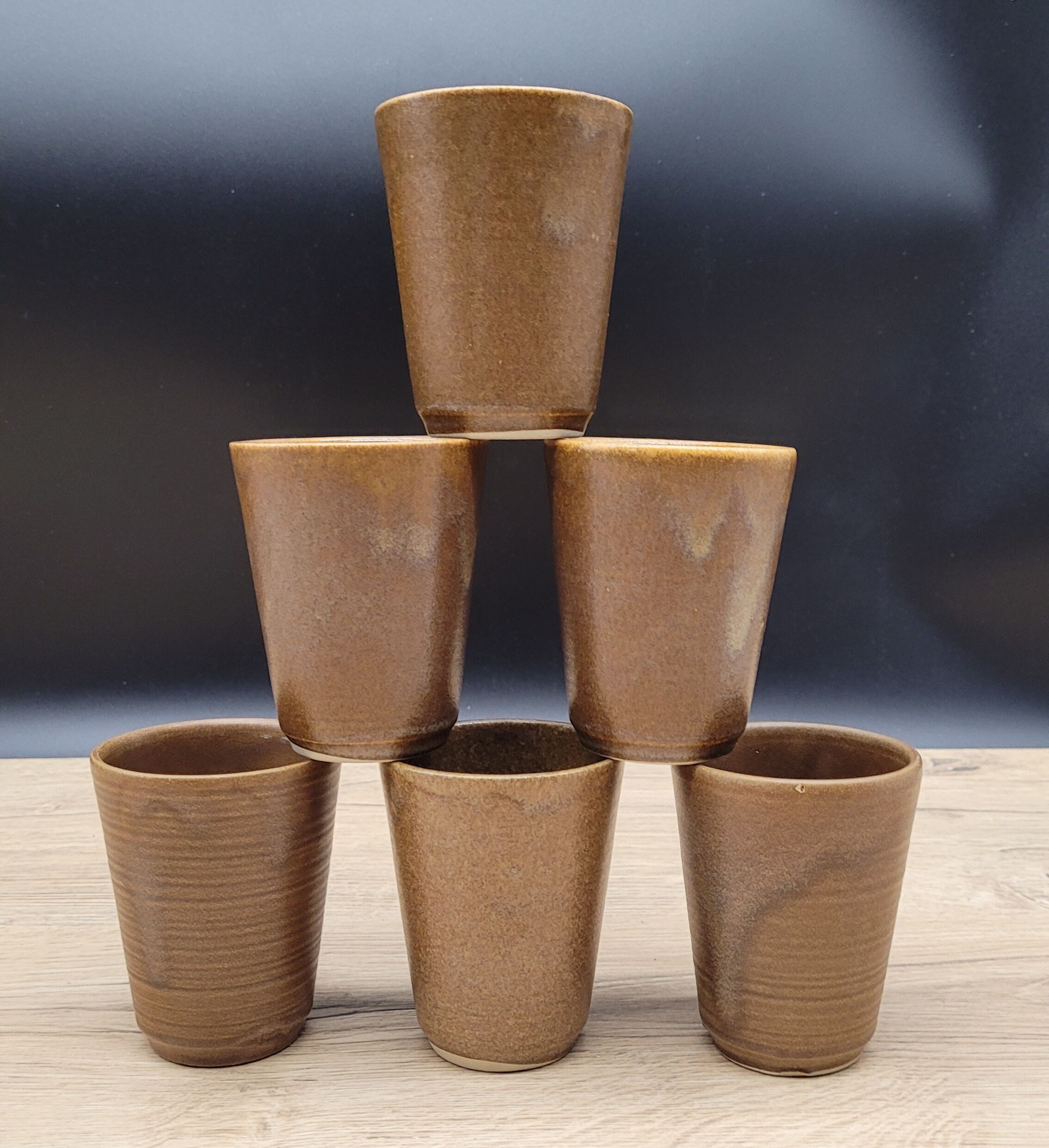 Set 6 cups Digoin stoneware