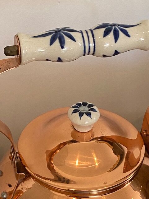 Vintage copper and ceramic kettle