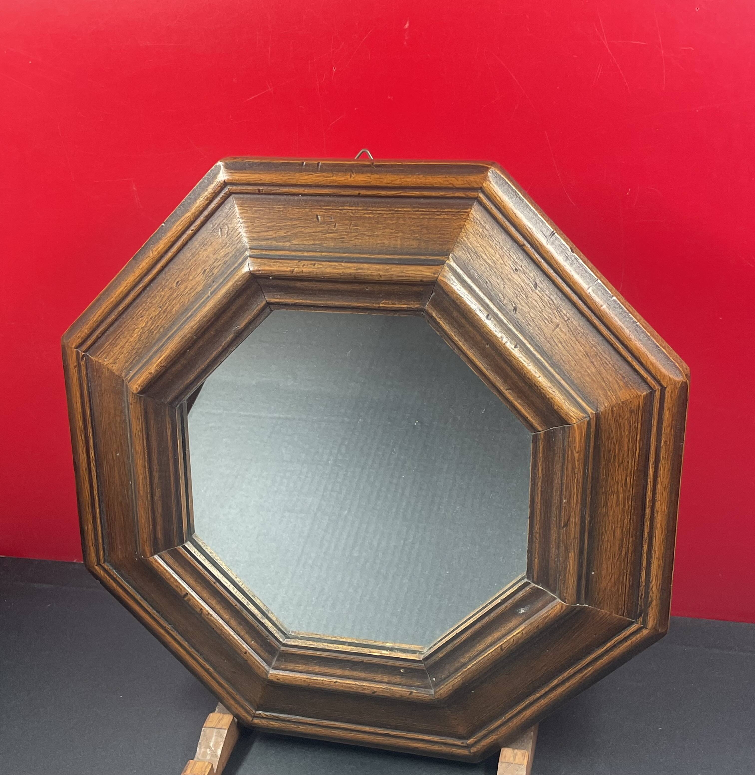 Rustic molded wood mirror 34 cm