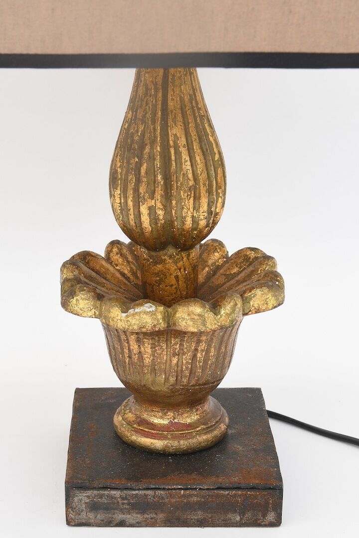 Paire de lampes en bois doré