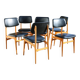6 chaises Stella skaï noir hêtre clair