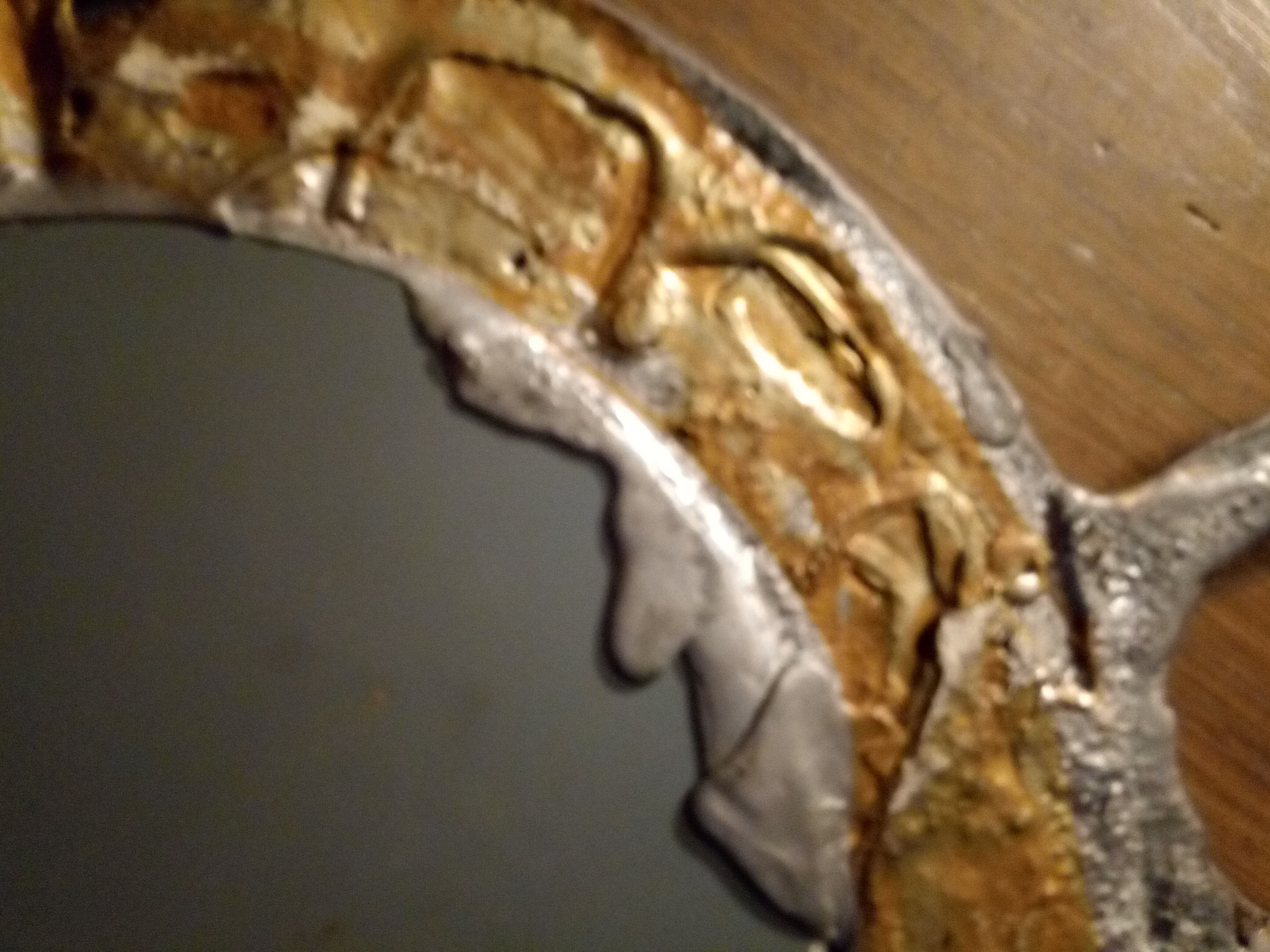 Lead and glass hand mirror