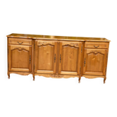 Light solid wood enfilade with Louis XV marquetry, 1950, 230cm.