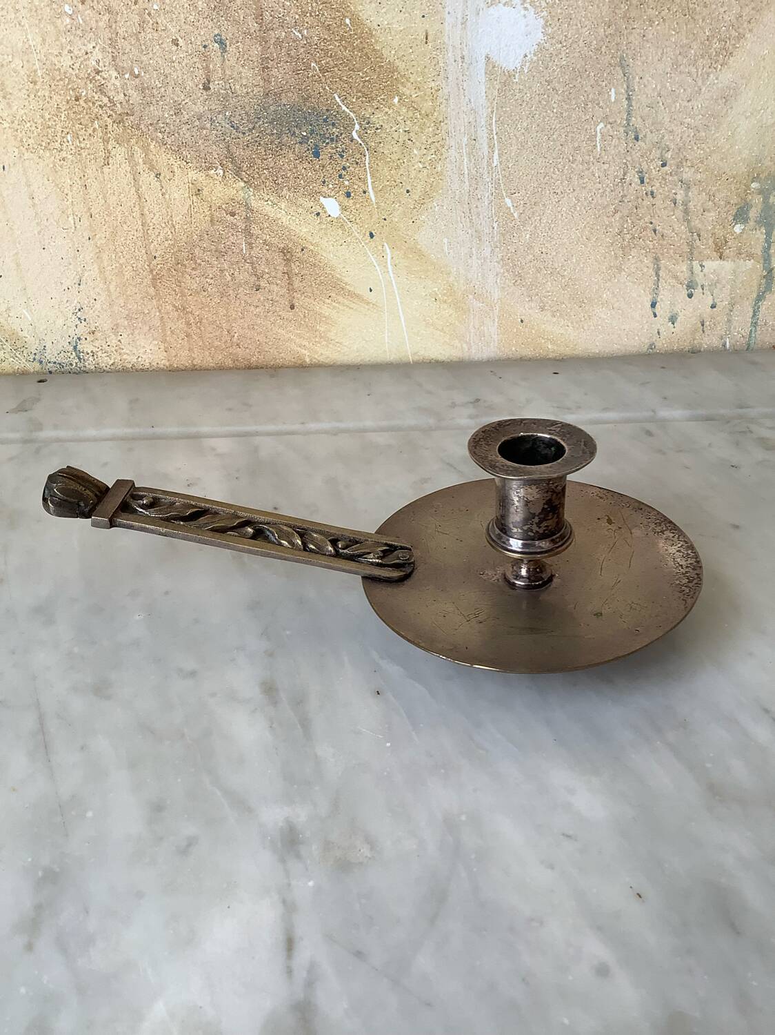 Silver cellar rat candle holder