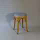 Baumann low stool, circa 1950/60, leatherette seat, curved wood