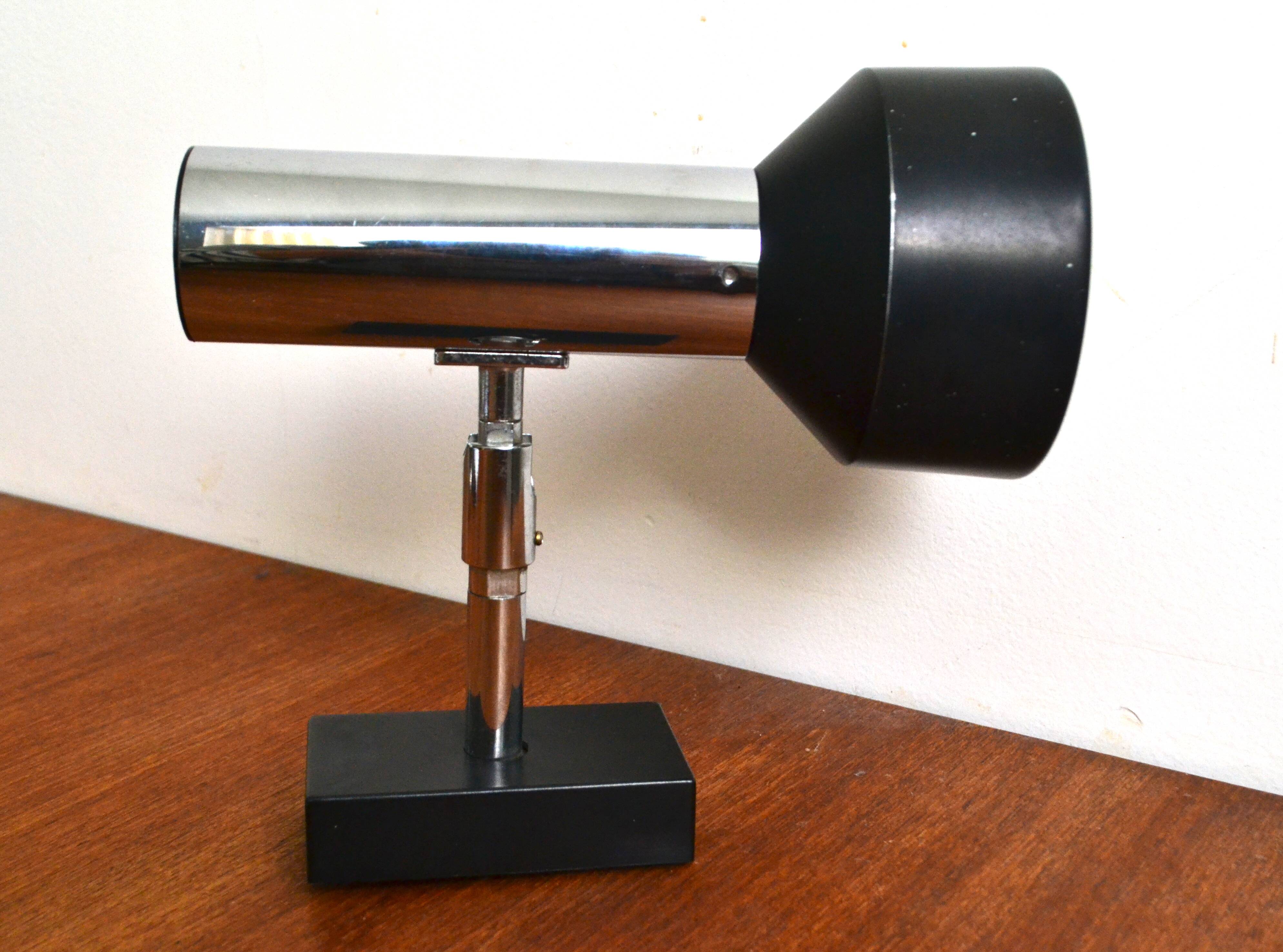 ERCO wall light spotlight 70s chrome black metal
