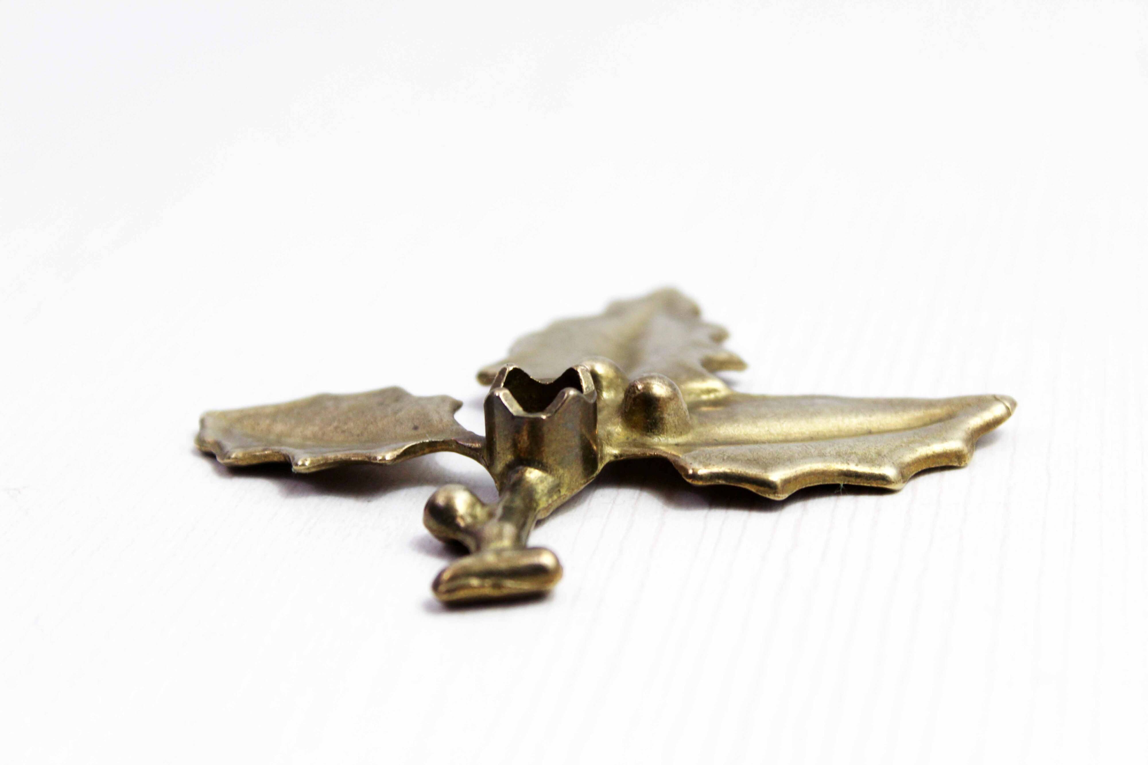 Vintage Holly Candle Holder, Brass