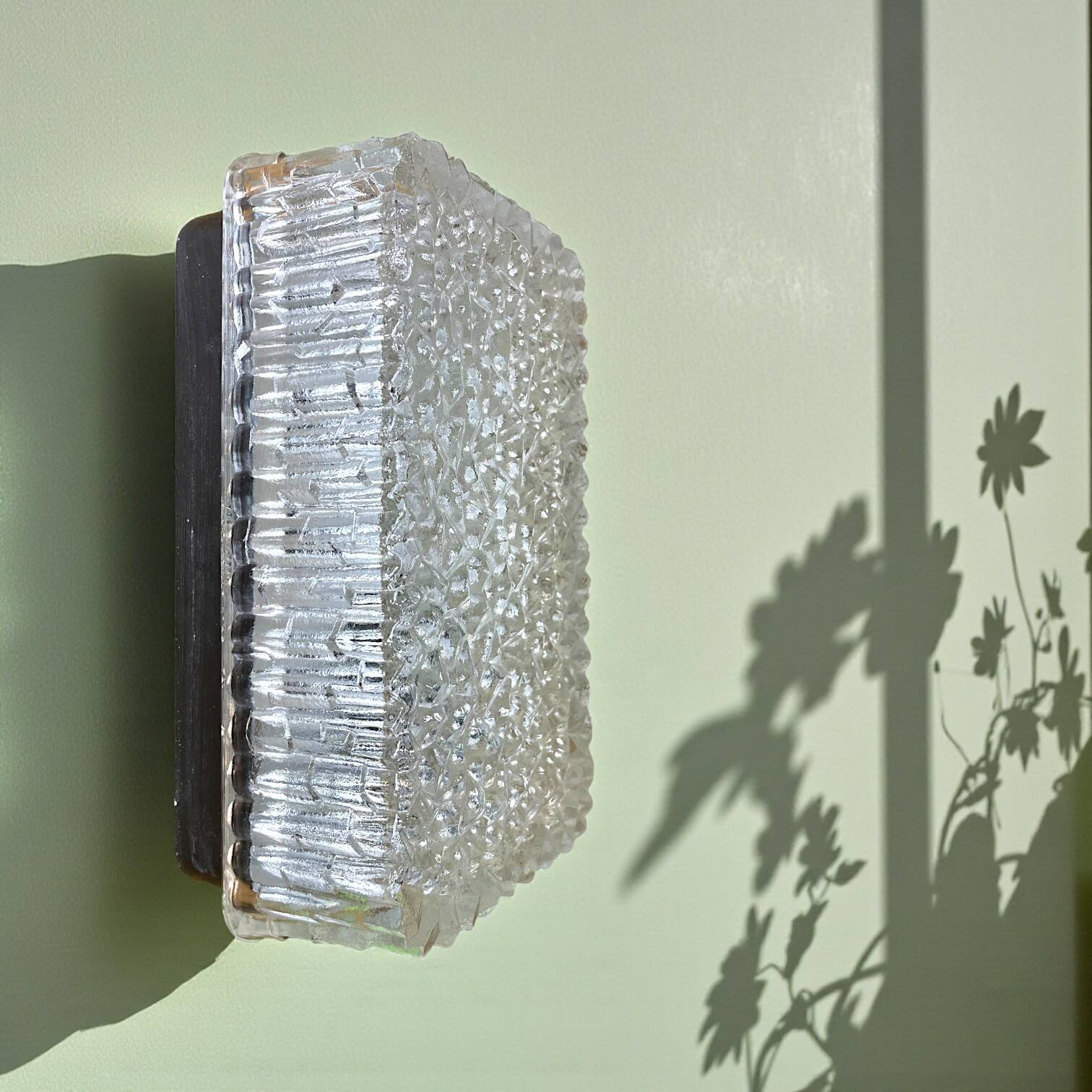 Rectangular glass flush mount ceiling or wall light