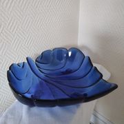 Blue glass fruit bowl