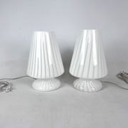 Vintage set of two postmodern Murano glass table lamps from 70s
