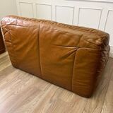 Vintage caramel leather bench