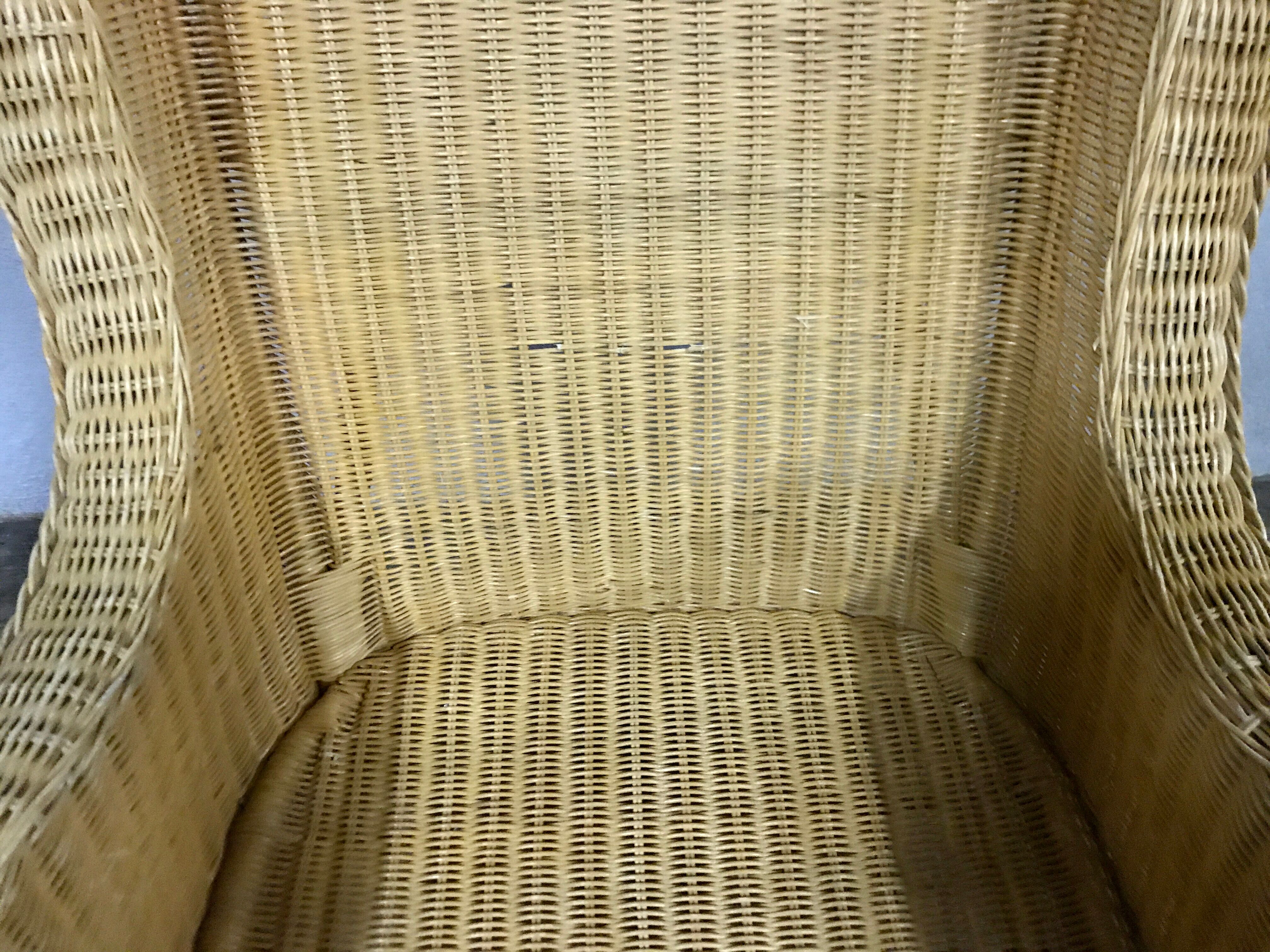 Fauteuil en rotin bambou osier 1950/1960 vintage