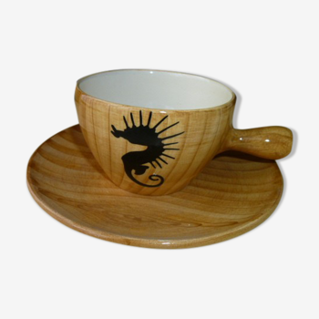 Ceramic coffee cup by Vallauris Grandjean Jourdan
