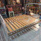 Old bed with box spring slats structure metal painted 140x190cm