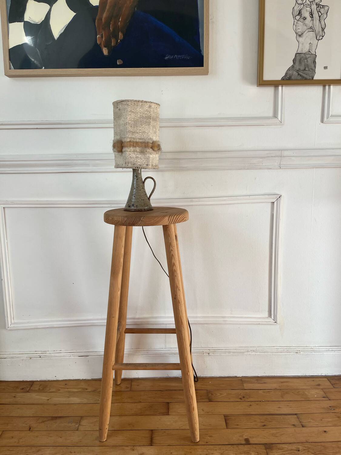 High wooden stool with chalet style