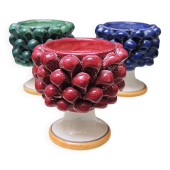 3 small pine cone bowls in ceramic Alemanna – Caltagirone