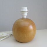 Lampe de table pied boule en bois