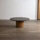 Peter Draenert studios coffee table in fossil stone and oak, Germany 1970s