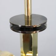 1930s Czech Art Deco brass chandelier with milk glass center and exposed bulbs