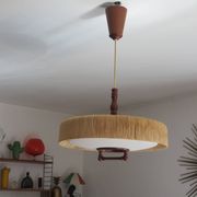 Suspension Temde en sisal et teck vers 1960