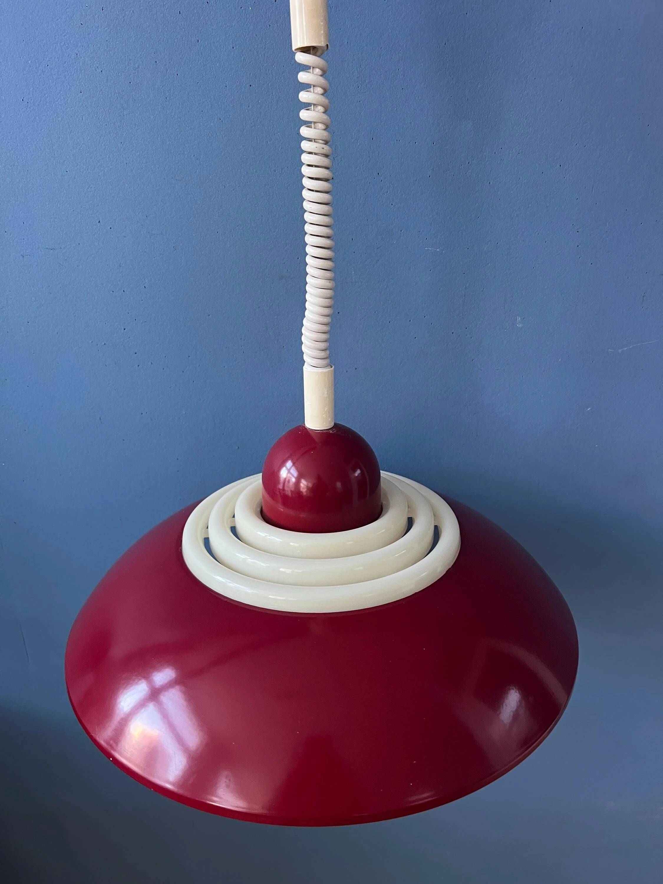 Red Scandinavian suspension lamp Space Age by Knud Christensen