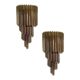 Set of Two Venetian Fumè "Quadriedro" Murano Glass Wall Sconces