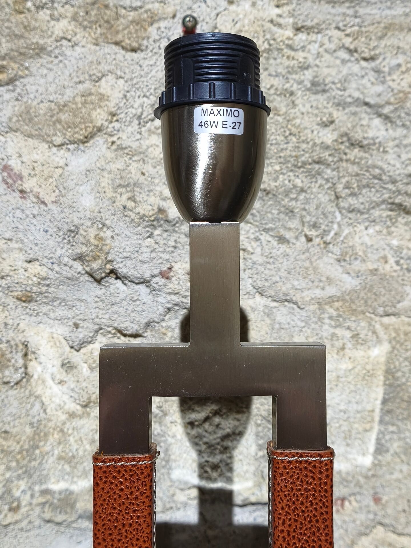Paire de lampes de luxe bover modèle ema - cuir & laiton nickelé